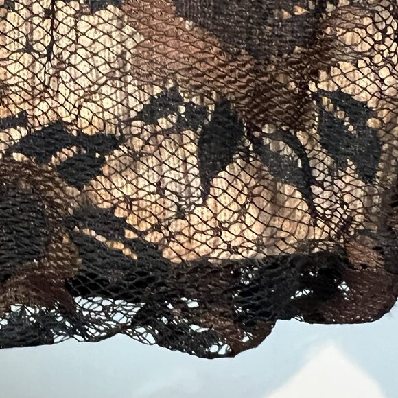 Simultaneous Black Tan Ribbed Sweater Italian 44 U.S. Size Medium Lace Sleeves - Picture 6 of 11